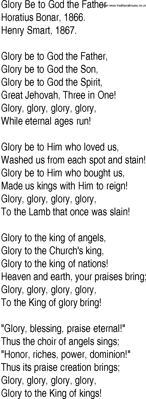 Hymn and Gospel Song: Glory Be to God the Father by Horatius Bonar lyrics