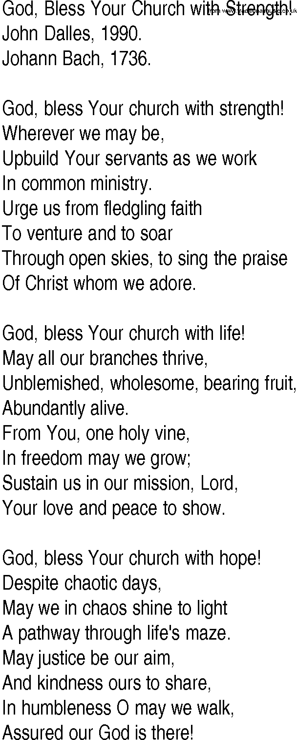 Hymn and Gospel Song: God, Bless Your Church with Strength! by John Dalles lyrics