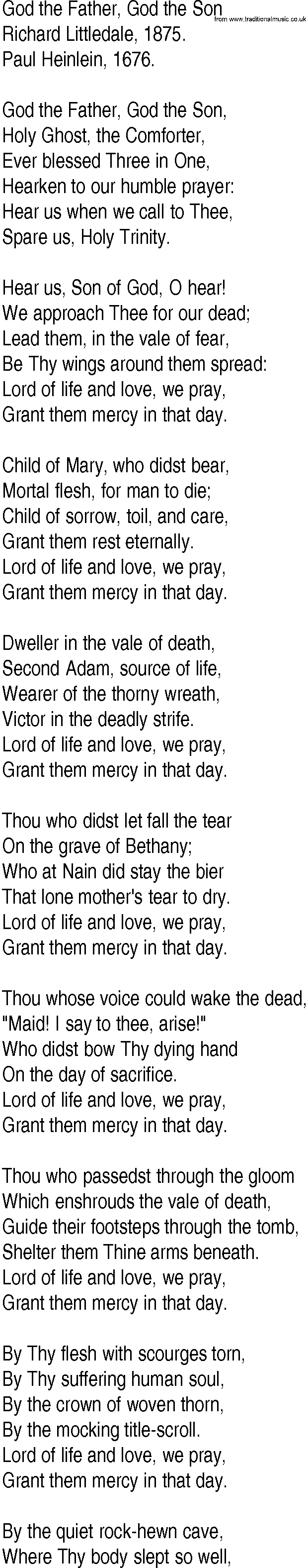 Hymn and Gospel Song: God the Father, God the Son by Richard Littledale lyrics