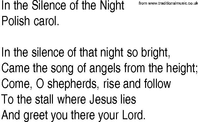 Hymn and Gospel Song: In the Silence of the Night by Polish carol lyrics