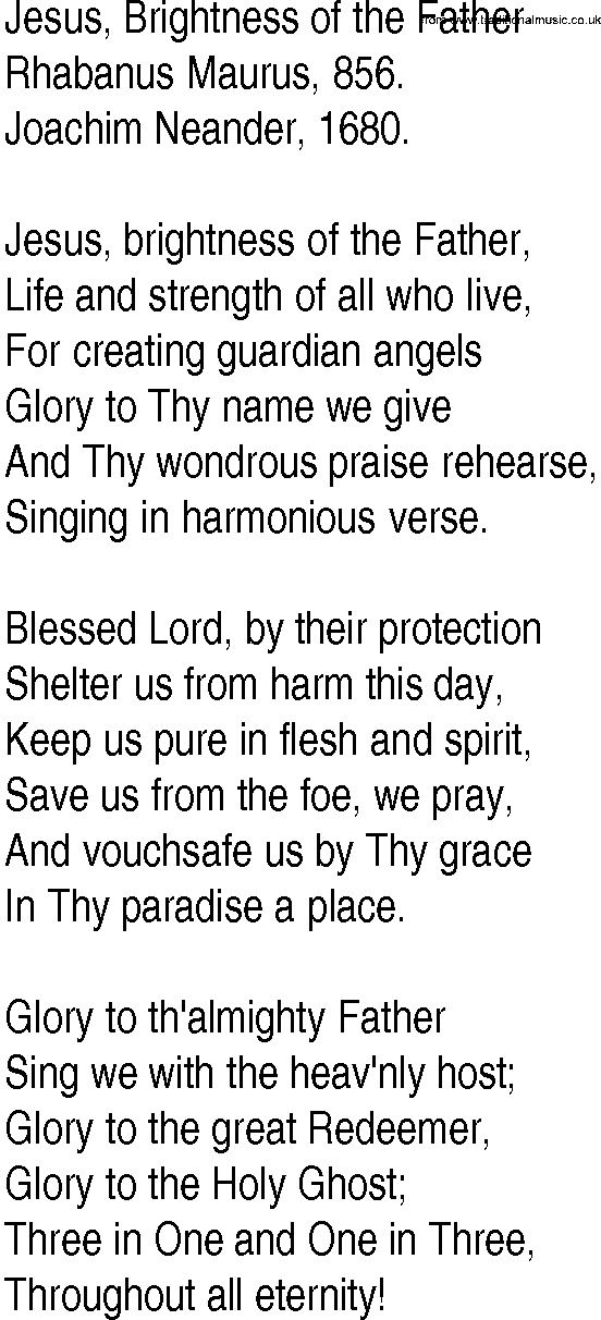 Hymn and Gospel Song: Jesus, Brightness of the Father by Rhabanus Maurus lyrics