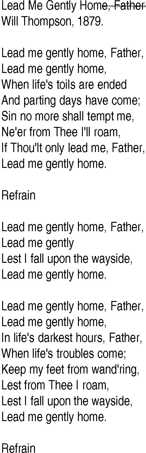 Hymn and Gospel Song: Lead Me Gently Home, Father by Will Thompson lyrics