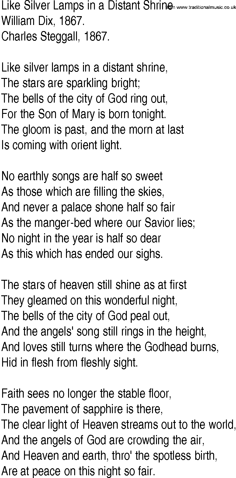 Hymn and Gospel Song: Like Silver Lamps in a Distant Shrine by William Dix lyrics