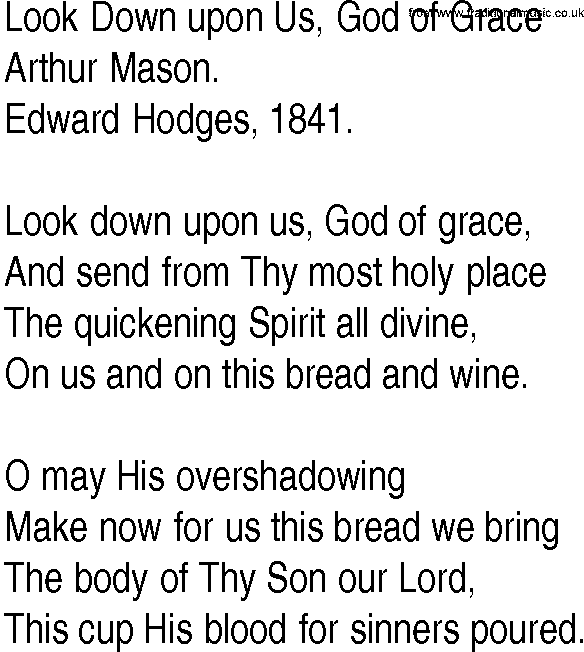 Hymn and Gospel Song: Look Down upon Us, God of Grace by Arthur Mason lyrics