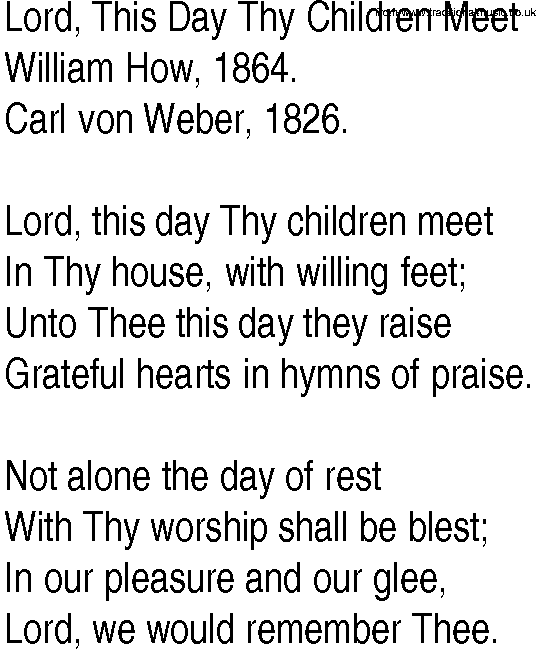 Hymn and Gospel Song: Lord, This Day Thy Children Meet by William How lyrics