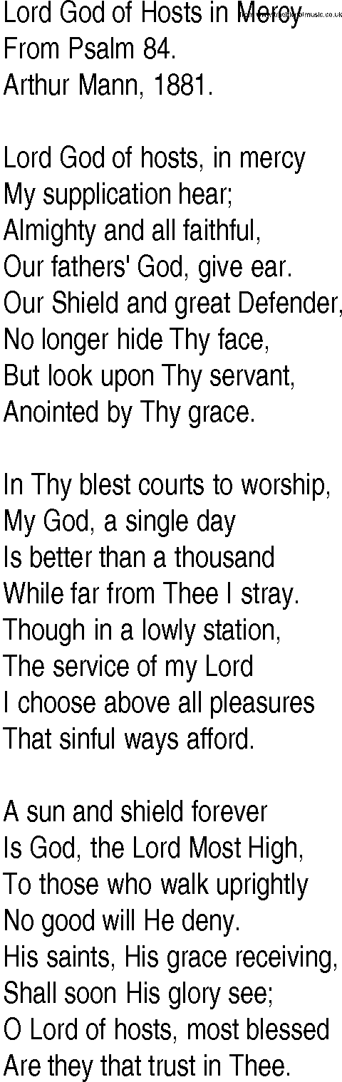 Hymn and Gospel Song: Lord God of Hosts in Mercy by From Psalm lyrics