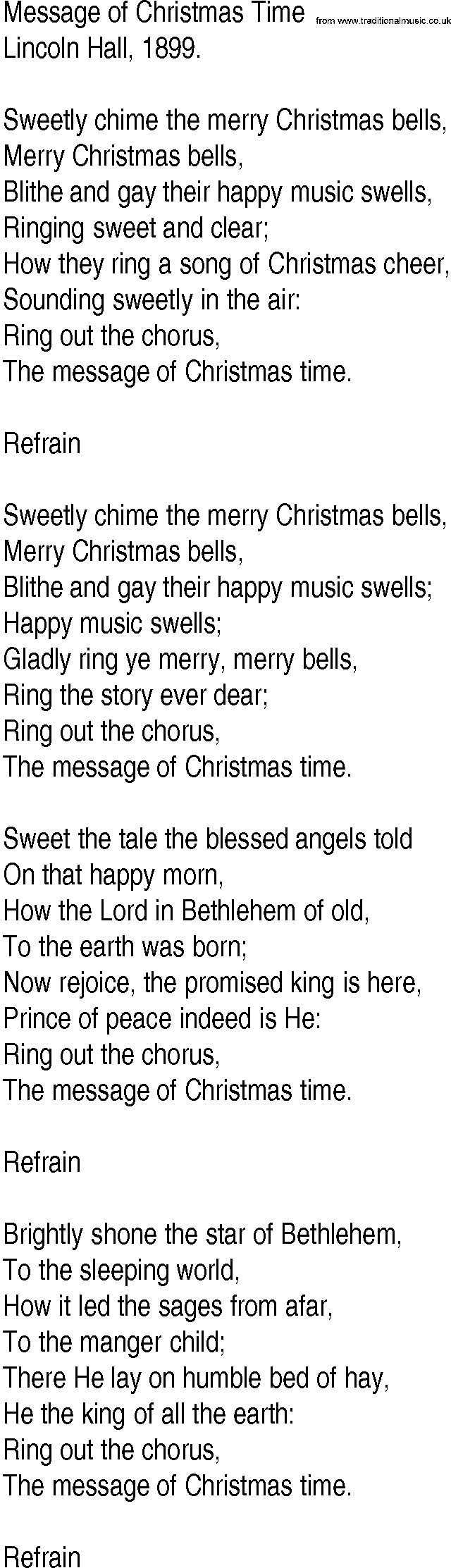 Hymn and Gospel Song: Message of Christmas Time by Lincoln Hall lyrics