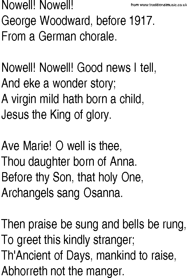 Hymn and Gospel Song: Nowell! Nowell! by George Woodward before lyrics