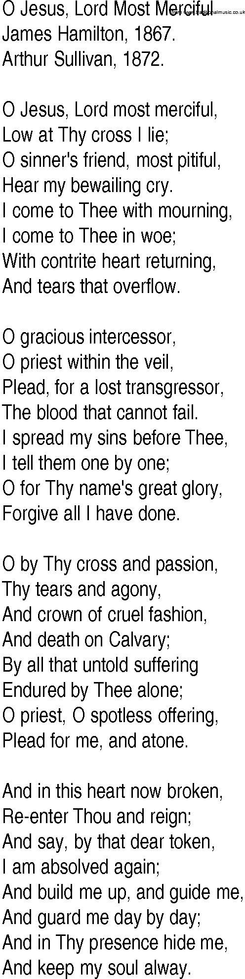 Hymn and Gospel Song: O Jesus, Lord Most Merciful by James Hamilton lyrics