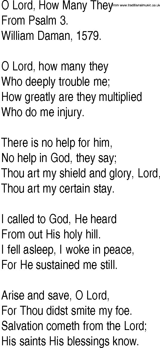 Hymn and Gospel Song: O Lord, How Many They by From Psalm lyrics