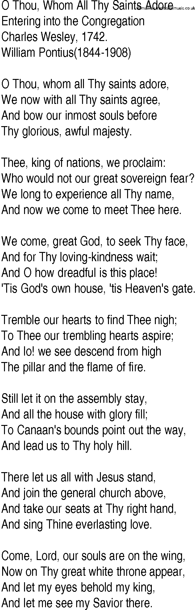 Hymn and Gospel Song: O Thou, Whom All Thy Saints Adore by Charles Wesley lyrics