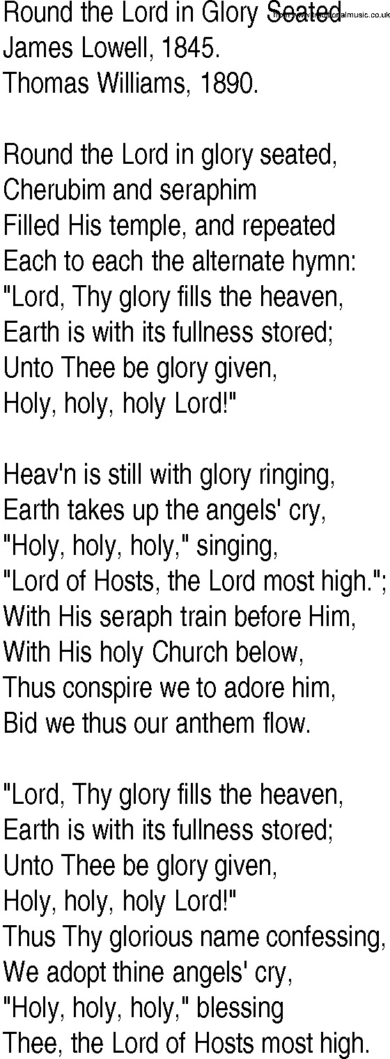 Hymn and Gospel Song: Round the Lord in Glory Seated by James Lowell lyrics