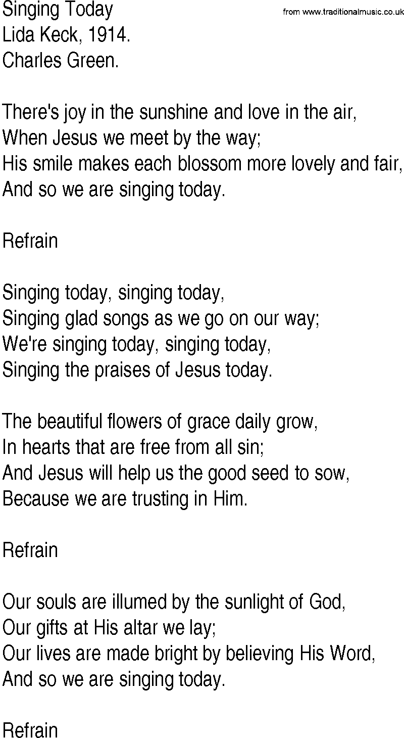 Hymn and Gospel Song: Singing Today by Lida Keck lyrics