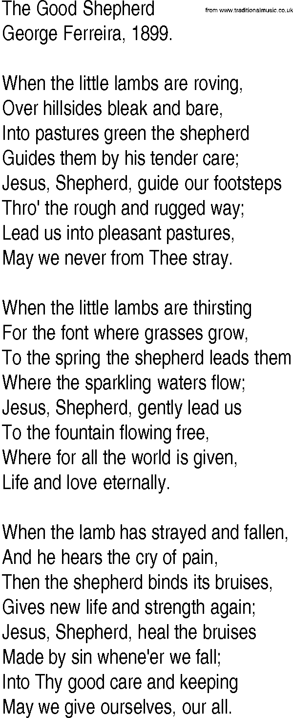 Hymn and Gospel Song: The Good Shepherd by George Ferreira lyrics