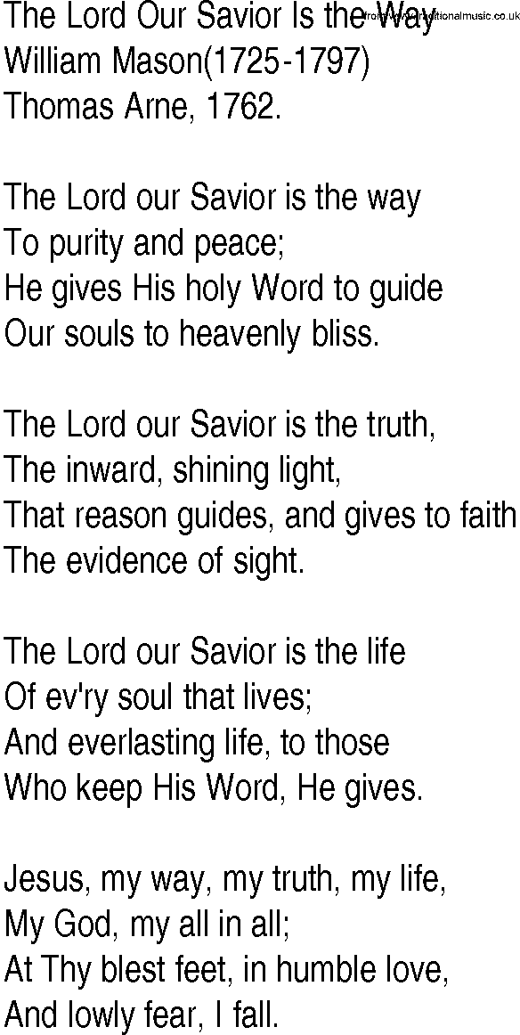 Hymn and Gospel Song: The Lord Our Savior Is the Way by William Mason lyrics