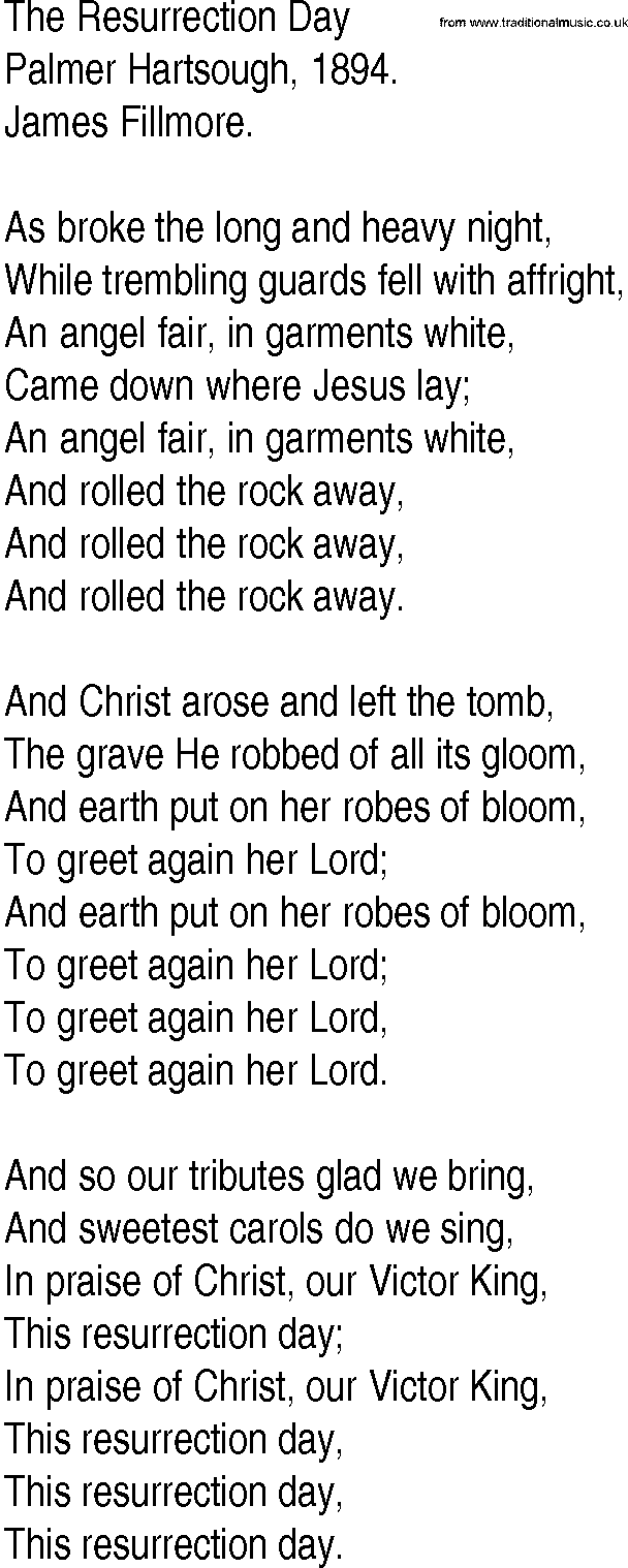 Hymn and Gospel Song: The Resurrection Day by Palmer Hartsough lyrics