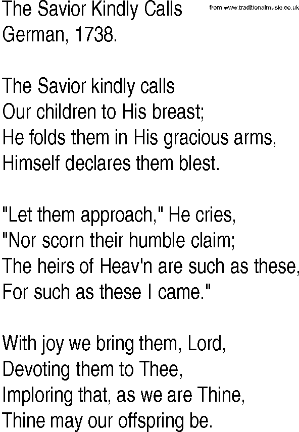 Hymn and Gospel Song: The Savior Kindly Calls by German lyrics
