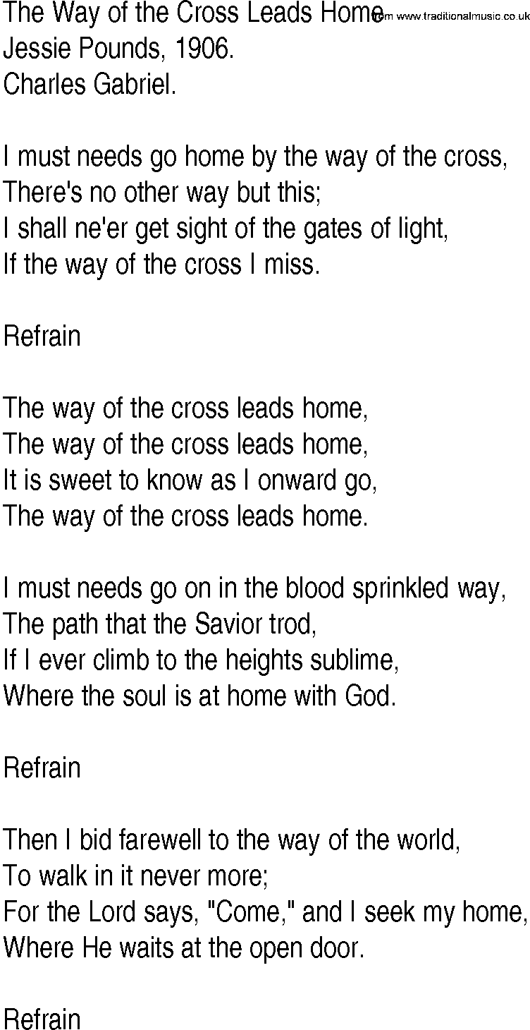 Hymn and Gospel Song: The Way of the Cross Leads Home by Jessie Pounds lyrics