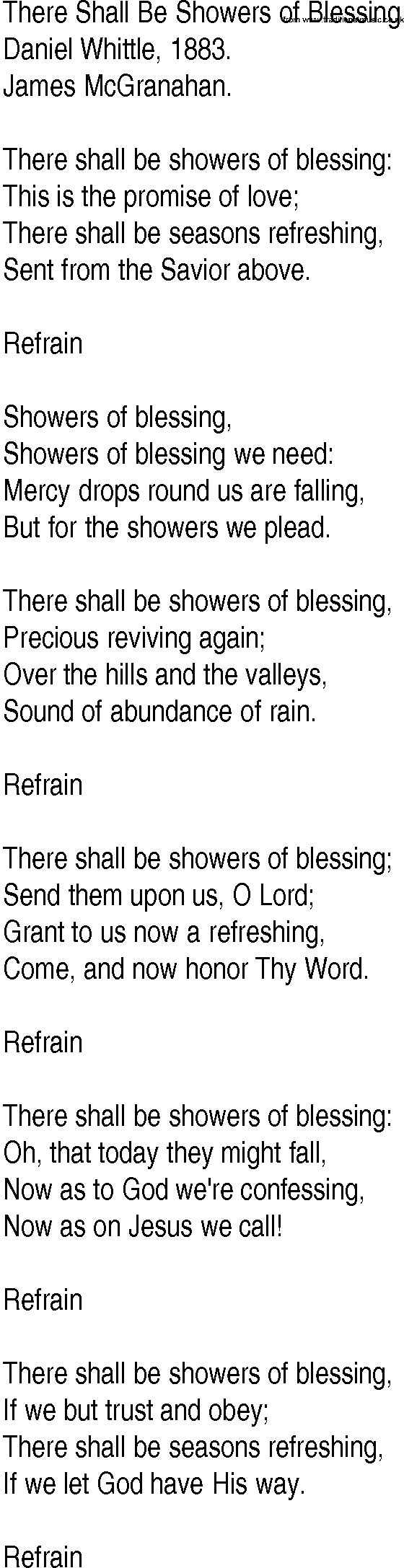 Hymn and Gospel Song: There Shall Be Showers of Blessing by Daniel Whittle lyrics