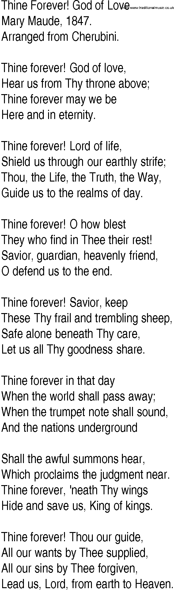 Hymn and Gospel Song: Thine Forever! God of Love by Mary Maude lyrics