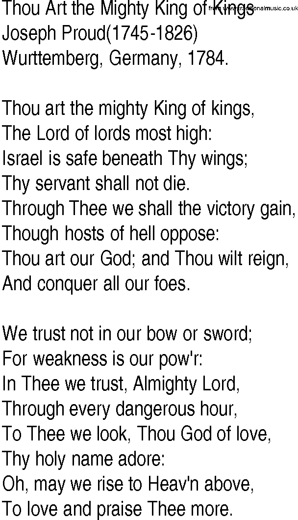 Hymn and Gospel Song: Thou Art the Mighty King of Kings by Joseph Proud lyrics