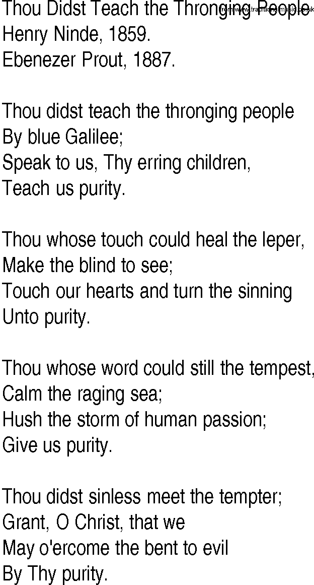 Hymn and Gospel Song: Thou Didst Teach the Thronging People by Henry Ninde lyrics