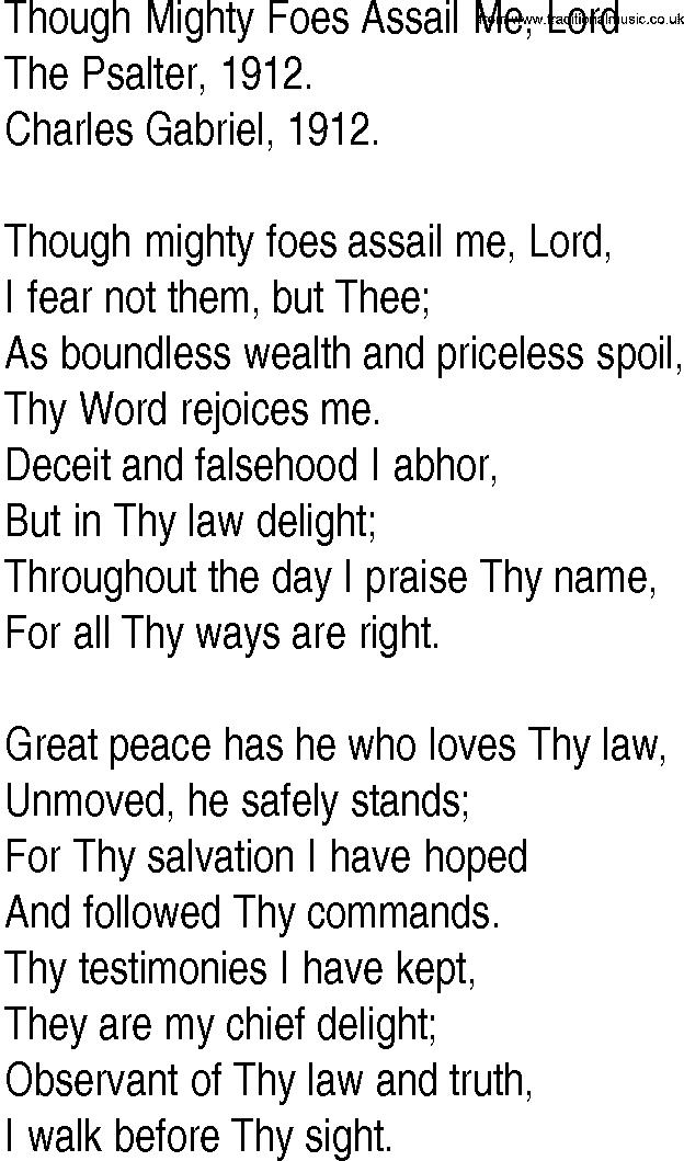 Hymn and Gospel Song: Though Mighty Foes Assail Me, Lord by The Psalter lyrics