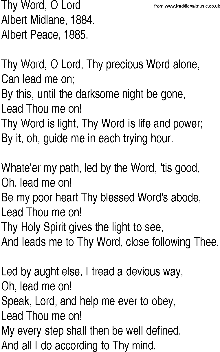 Hymn and Gospel Song: Thy Word, O Lord by Albert Midlane lyrics