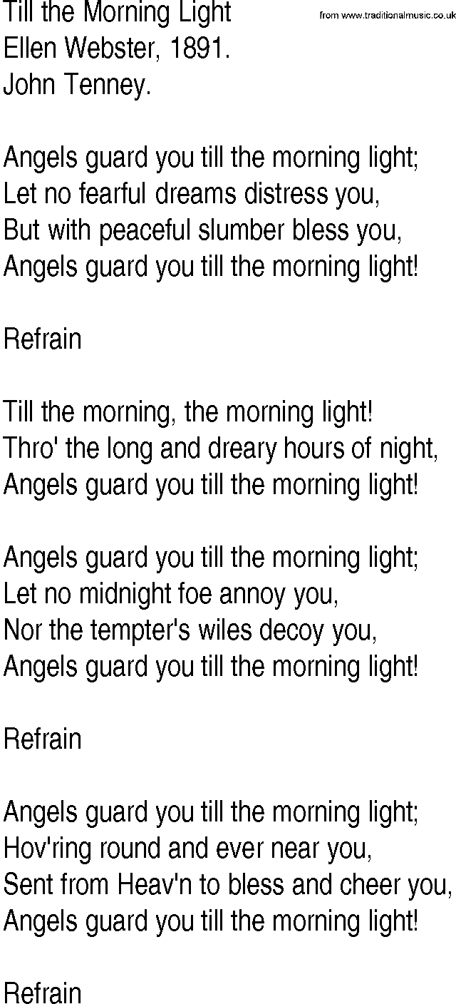 Hymn and Gospel Song: Till the Morning Light by Ellen Webster lyrics
