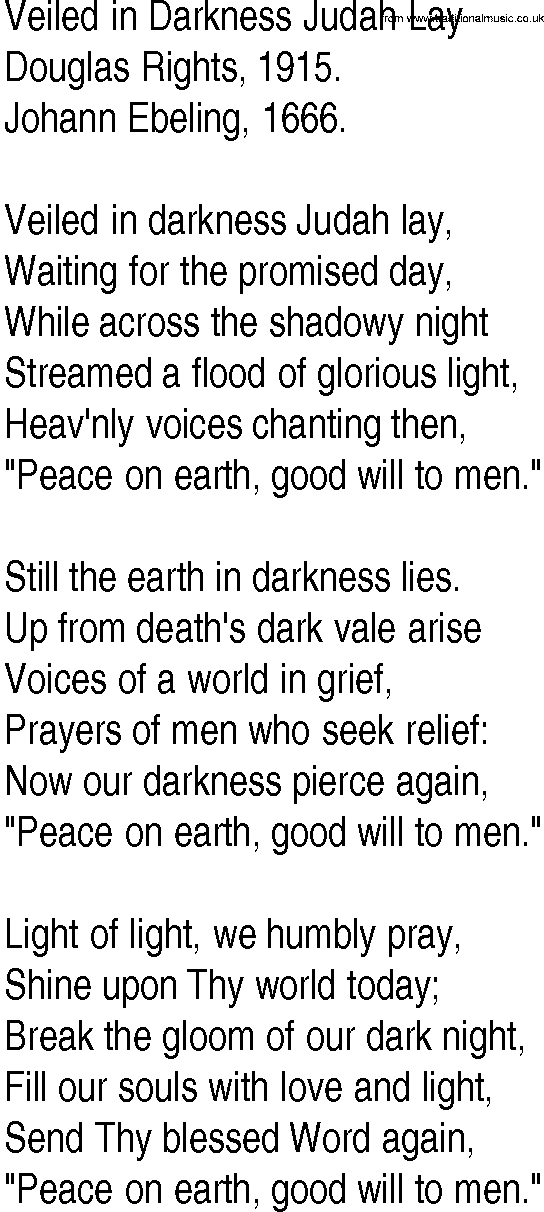 Hymn and Gospel Song: Veiled in Darkness Judah Lay by Douglas Rights lyrics