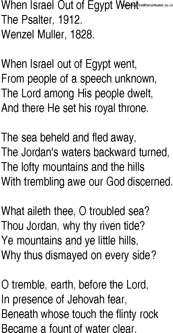 Hymn and Gospel Song: When Israel Out of Egypt Went by The Psalter lyrics