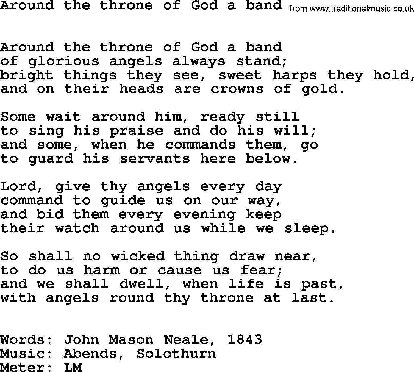 Hymns Ancient and Modern Hymn: Around The Throne Of God A Band, lyrics with midi music
