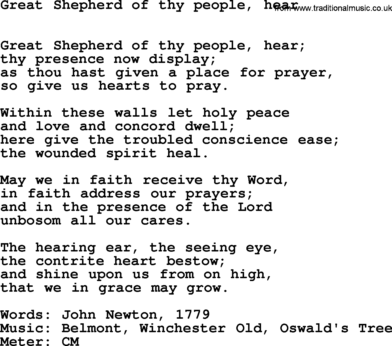 Hymns Ancient and Modern Hymn: Great Shepherd Of Thy People, Hear, lyrics with midi music