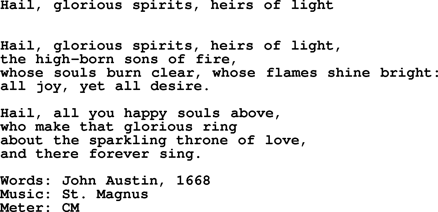 Hymns Ancient and Modern Hymn: Hail, Glorious Spirits, Heirs Of Light, lyrics with midi music