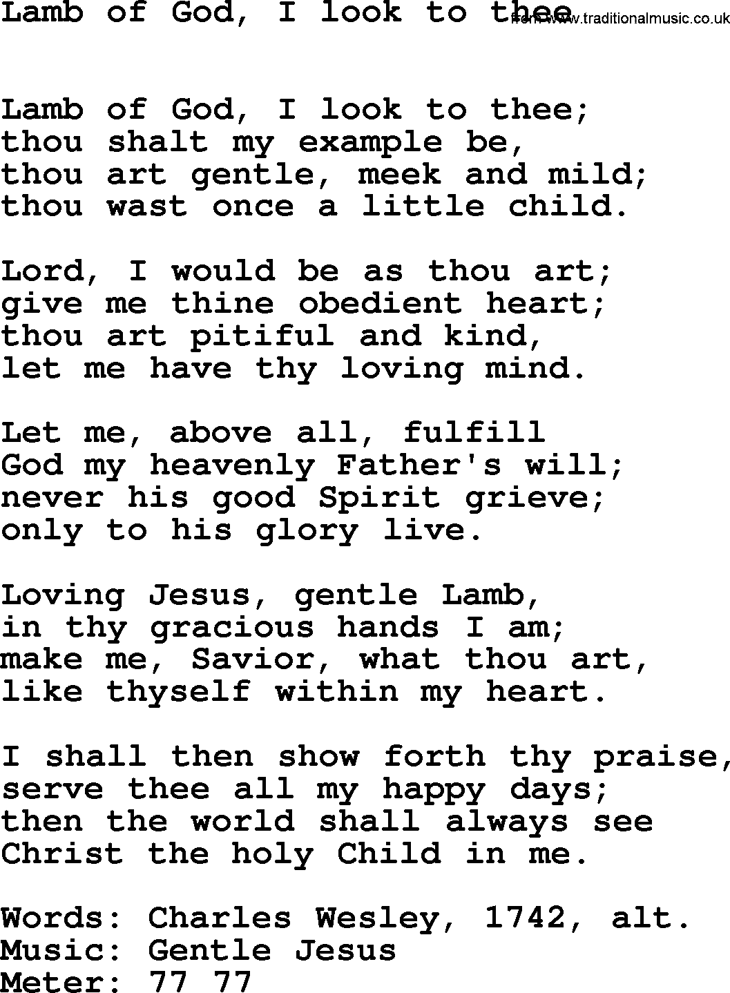 Hymns Ancient and Modern Hymn: Lamb Of God, I Look To Thee, lyrics with midi music