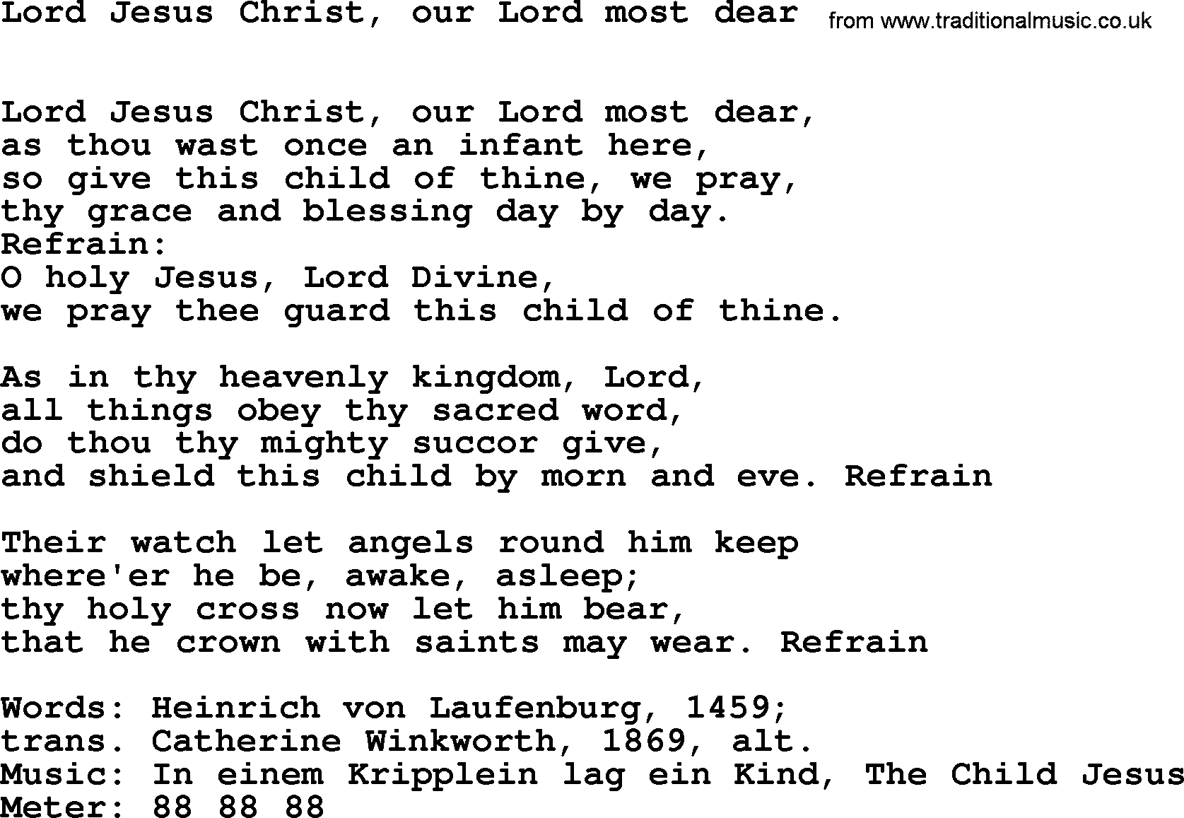 Hymns Ancient and Modern Hymn: Lord Jesus Christ, Our Lord Most Dear, lyrics with midi music