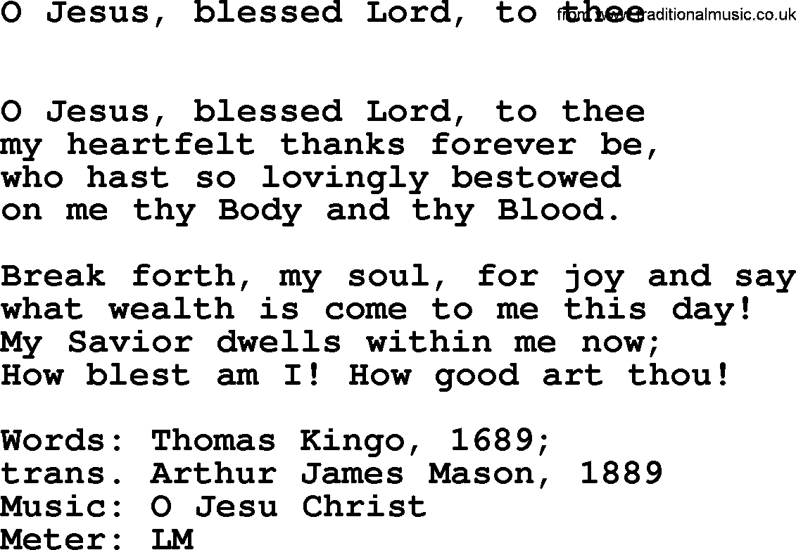 Hymns Ancient and Modern Hymn: O Jesus, Blessed Lord, To Thee, lyrics with midi music