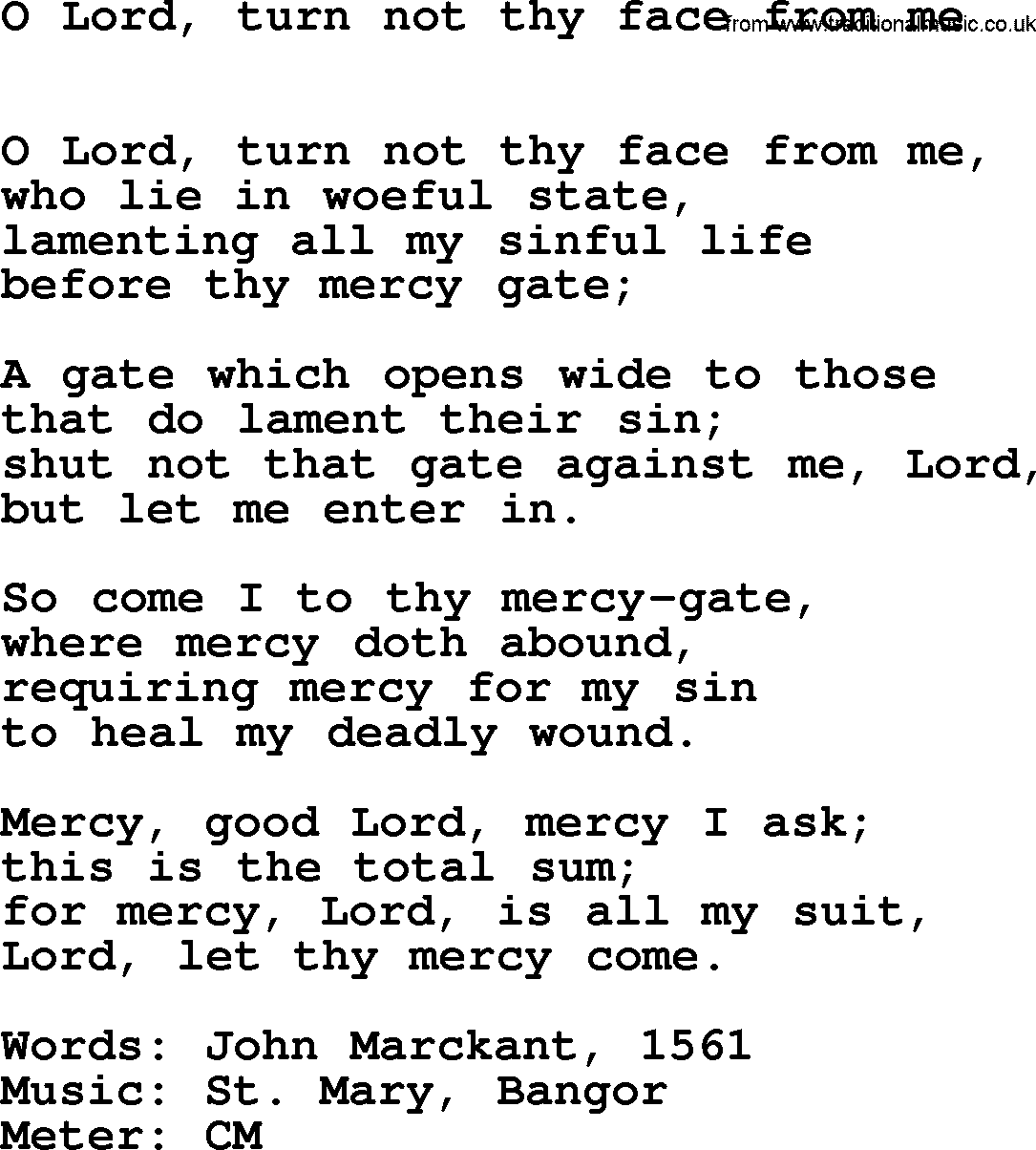 Hymns Ancient and Modern Hymn: O Lord, Turn Not Thy Face From Me, lyrics with midi music