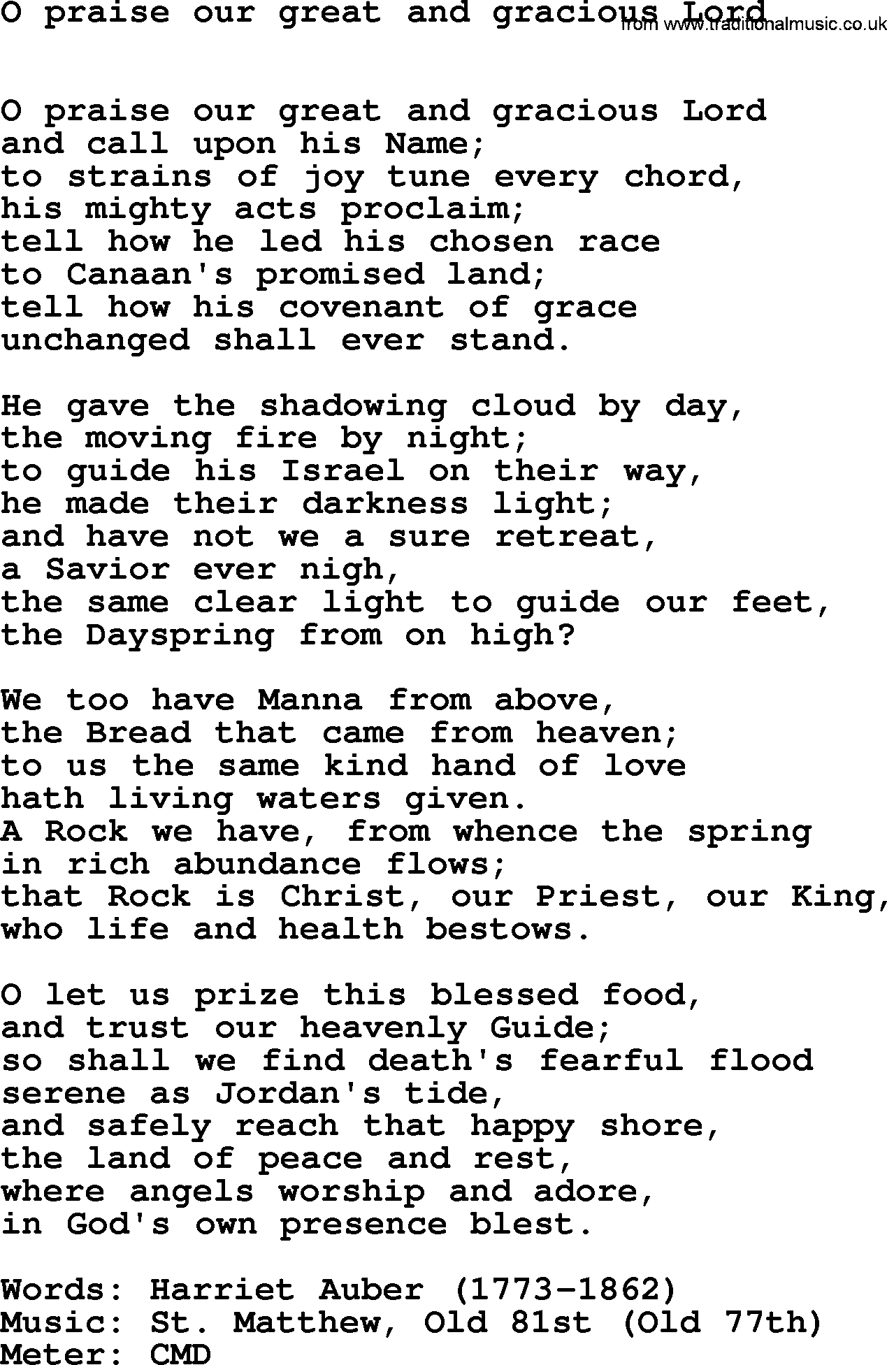 Hymns Ancient and Modern Hymn: O Praise Our Great And Gracious Lord, lyrics with midi music
