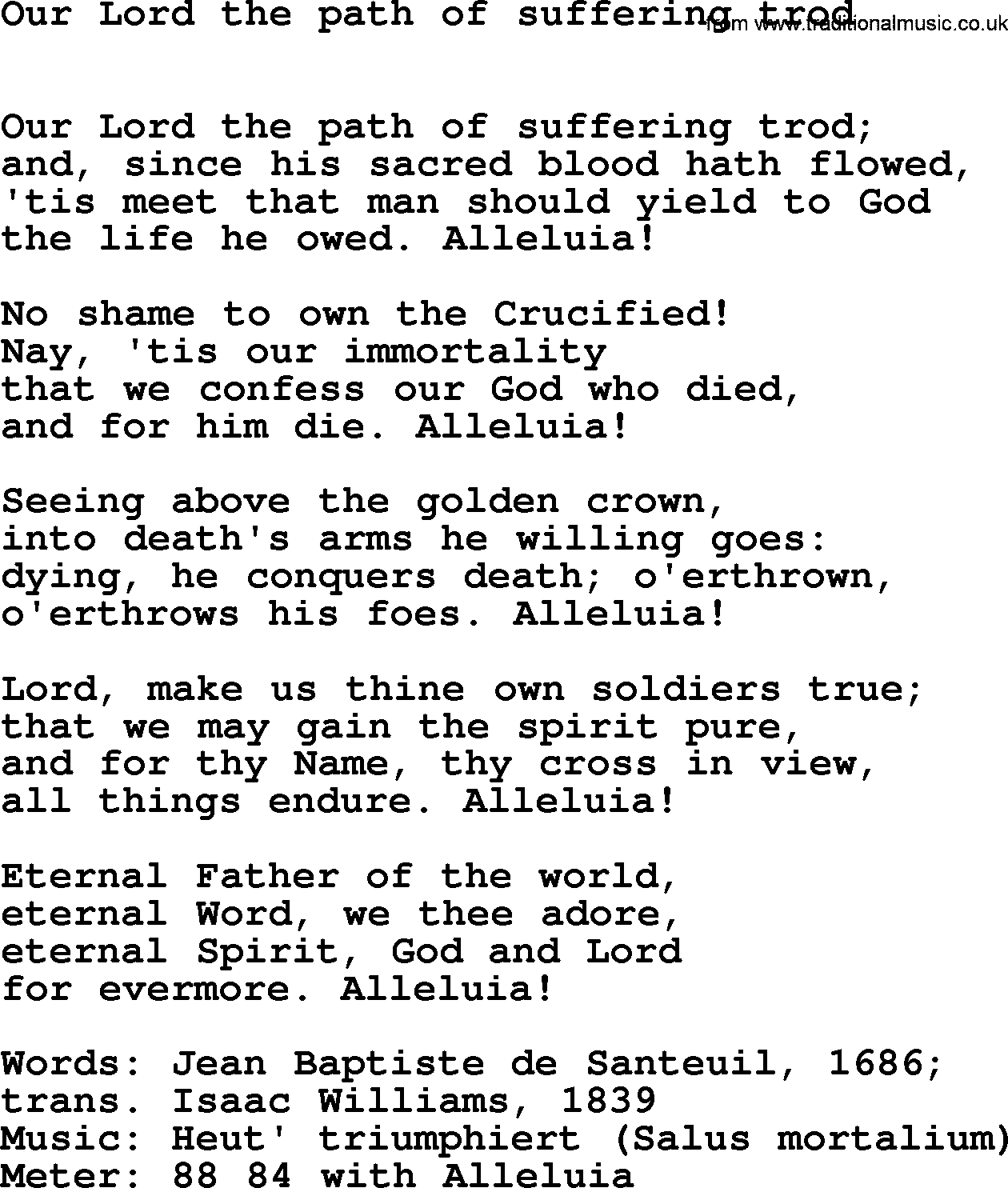 Hymns Ancient and Modern Hymn: Our Lord The Path Of Suffering Trod, lyrics with midi music