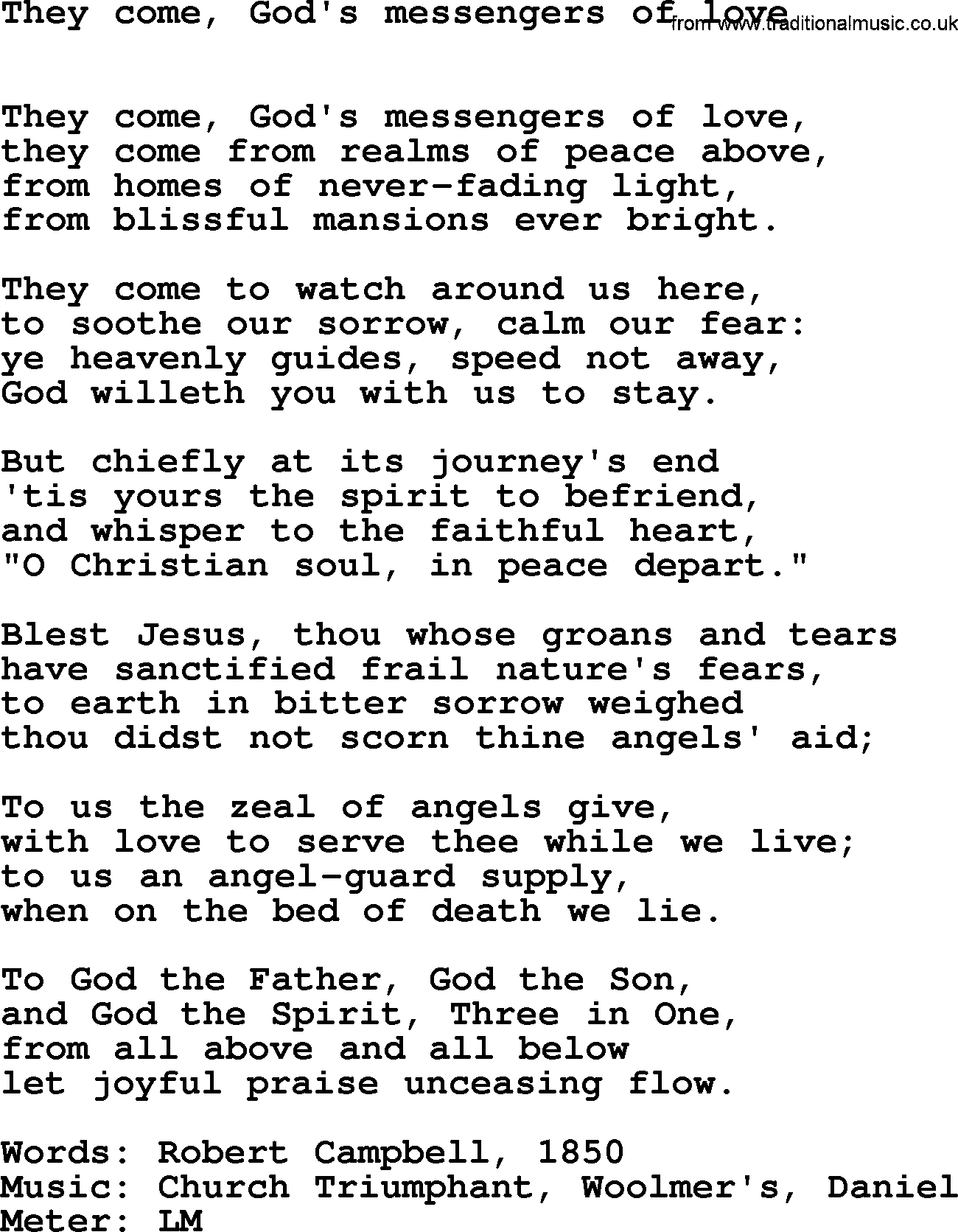 Hymns Ancient and Modern Hymn: They Come, God's Messengers Of Love, lyrics with midi music