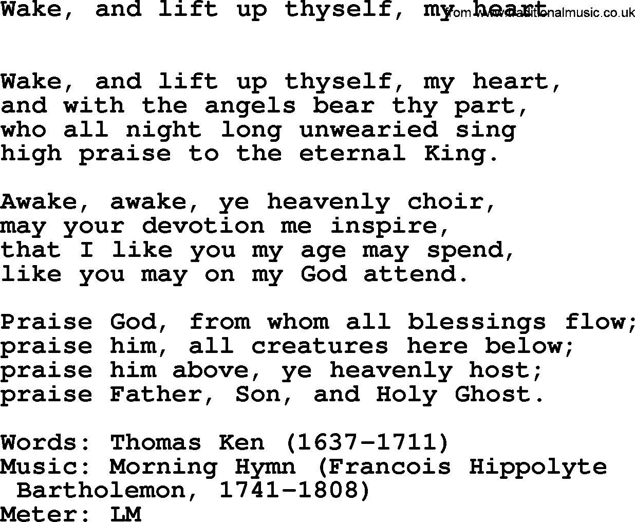 Hymns Ancient and Modern Hymn: Wake, And Lift Up Thyself, My Heart, lyrics with midi music