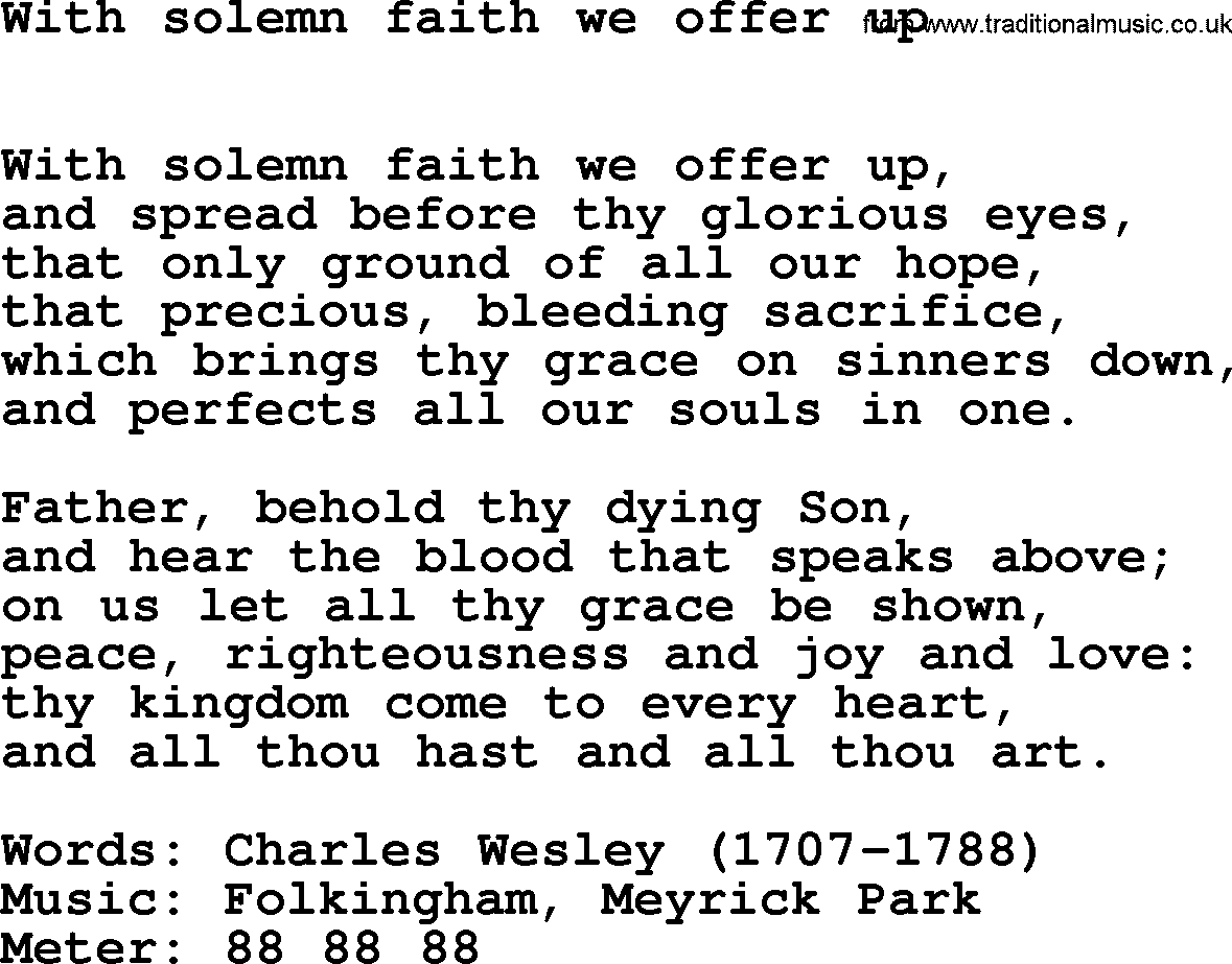 Hymns Ancient and Modern Hymn: With Solemn Faith We Offer Up, lyrics with midi music