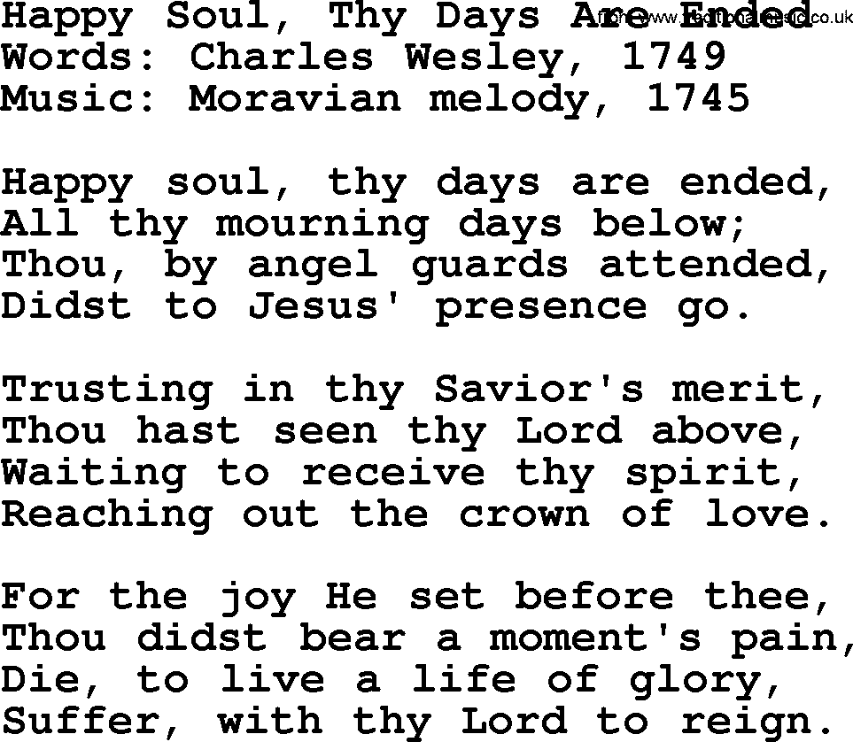 Hymns about Angels, Hymn: Happy Soul, Thy Days Are Ended.txt lyrics with PDF