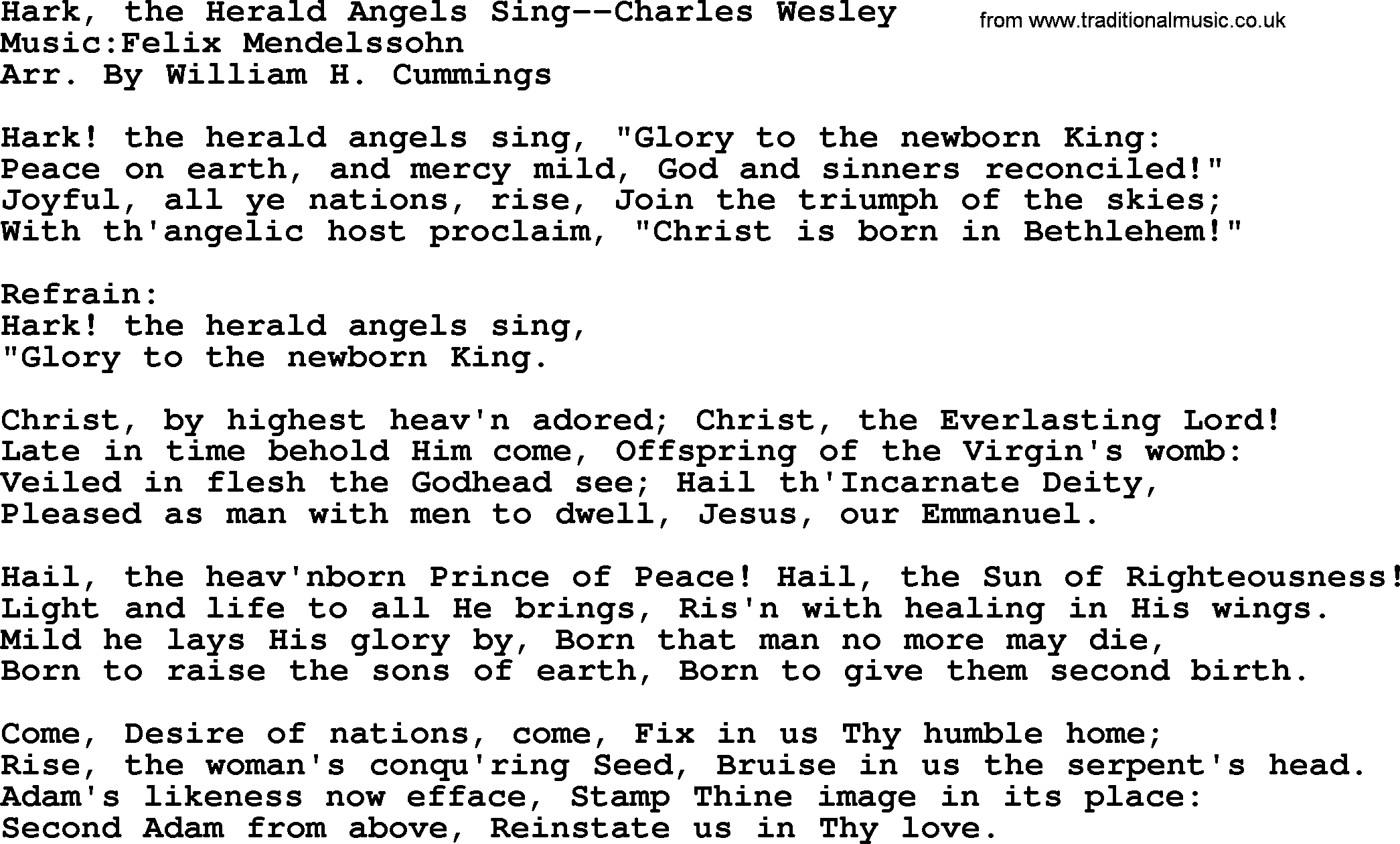 Hymns about Angels, Hymn: Hark, The Herald Angels Sing--charles Wesley.txt lyrics with PDF