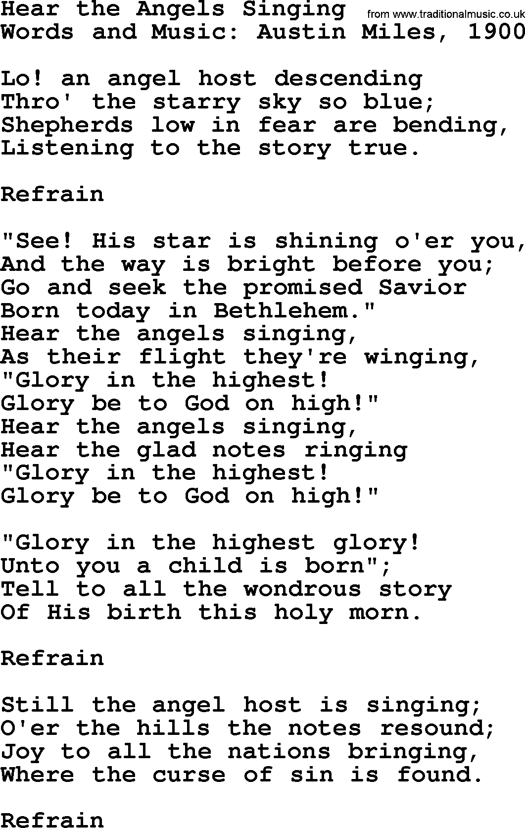 Hymns about Angels, Hymn: Hear The Angels Singing.txt lyrics with PDF