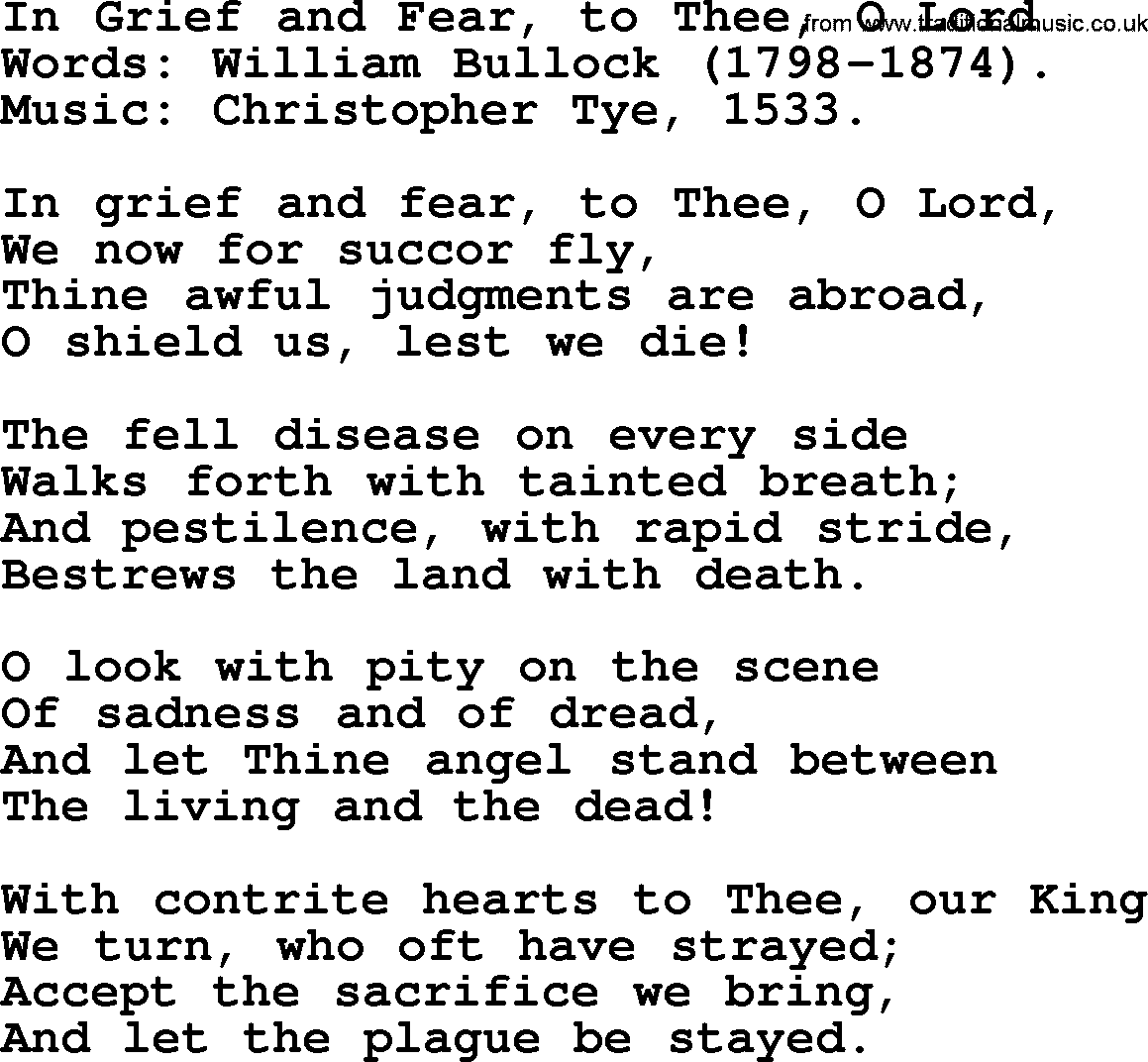 Hymns about Angels, Hymn: In Grief And Fear, To Thee, O Lord.txt lyrics with PDF