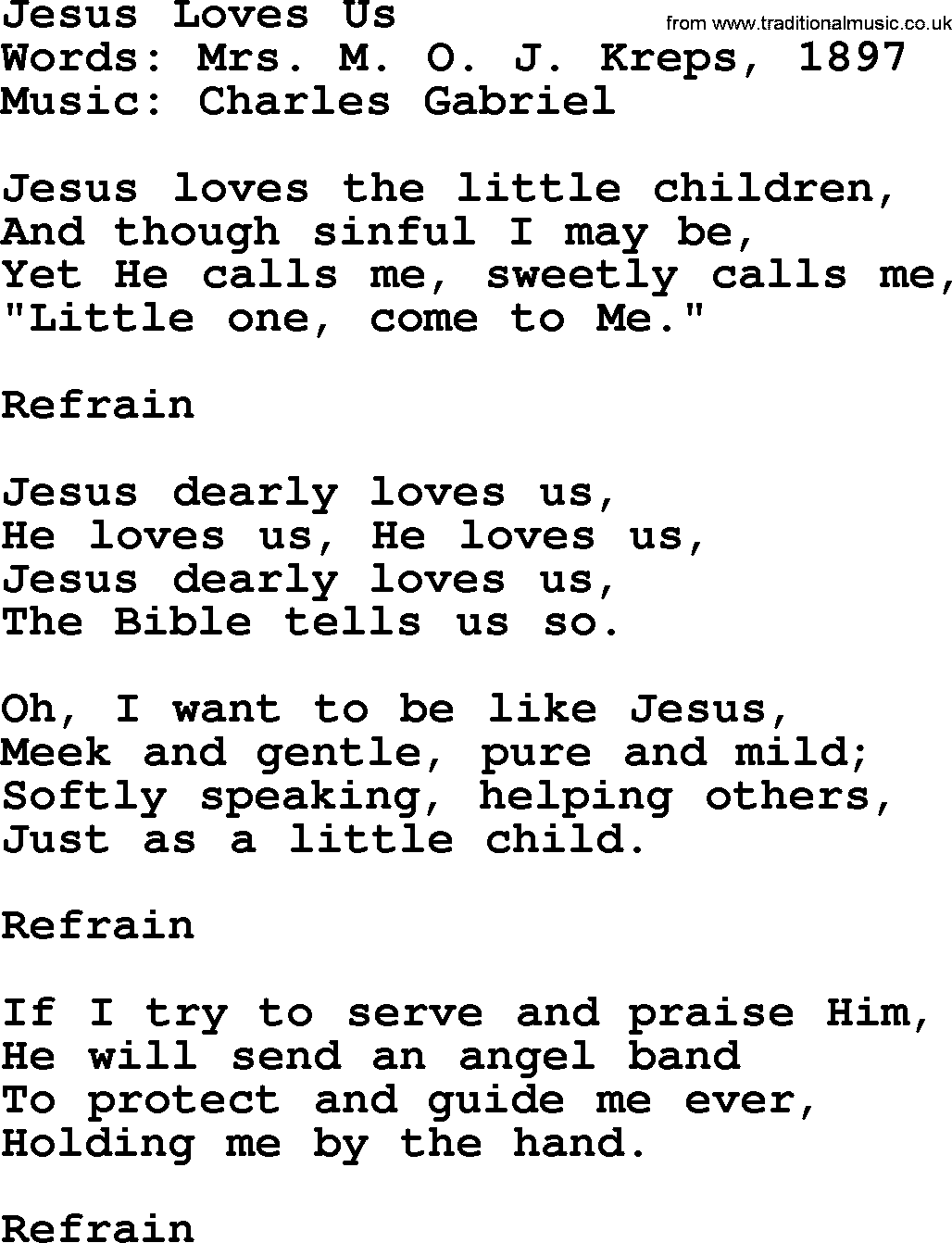 Hymns about Angels, Hymn: Jesus Loves Us.txt lyrics with PDF