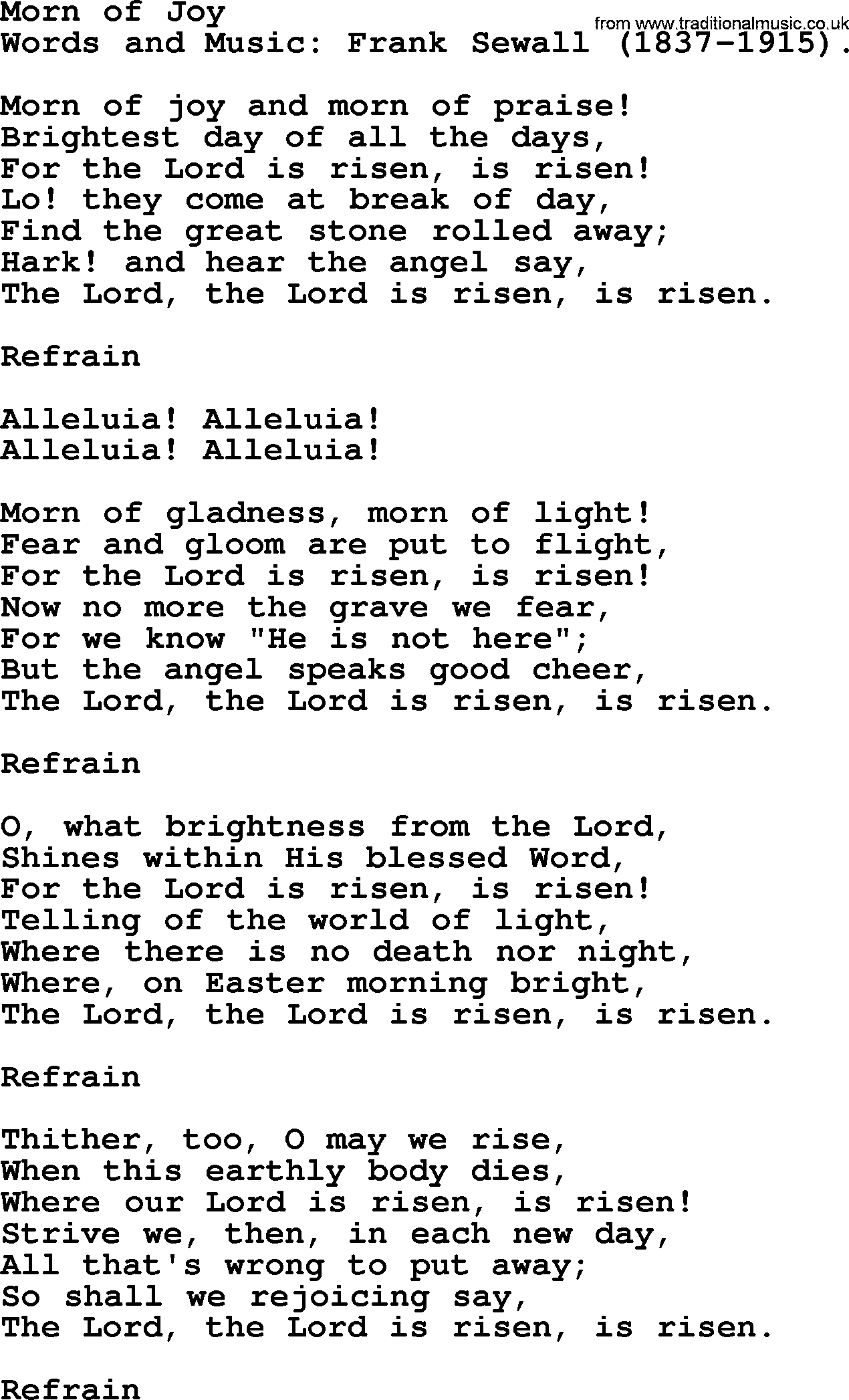 Hymns about Angels, Hymn: Morn Of Joy.txt lyrics with PDF