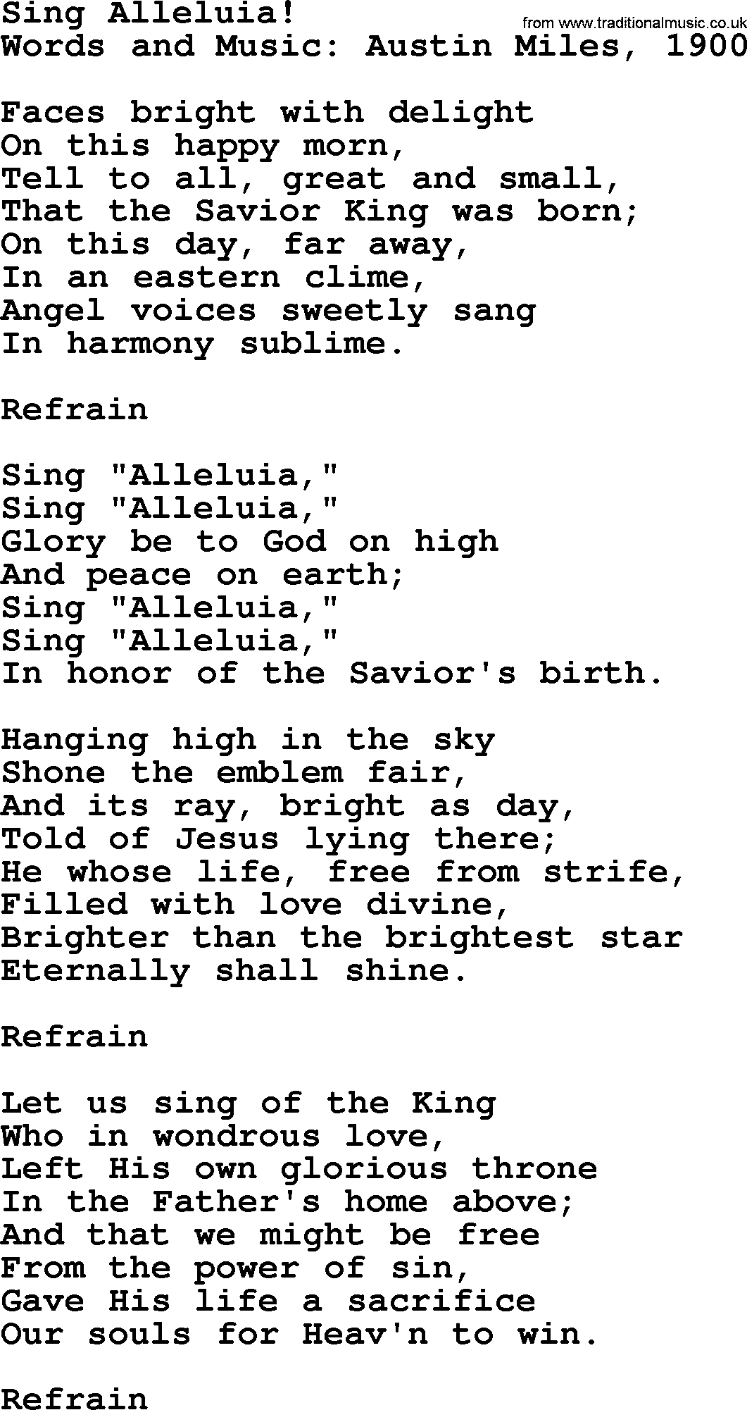 Hymns about Angels, Hymn: Sing Alleluia!.txt lyrics with PDF